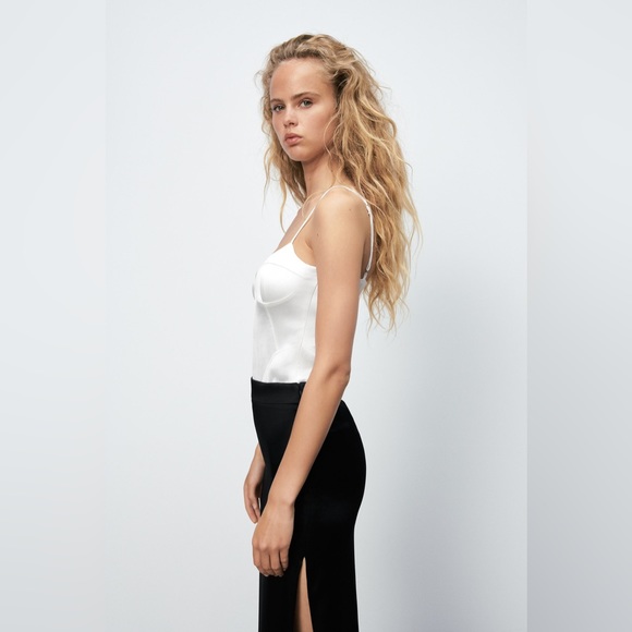 NEW ZARA SATIN EFFECT CORSET BODYSUIT SIZE M 4661/408 - Picture 10 of 15